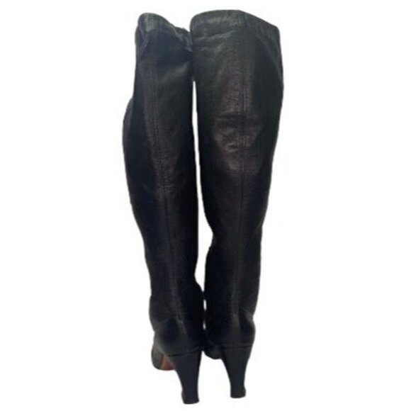 Vintage Amano Bootier Women's Black Leather Knee-High Go Go Boots With Heels - Picture 11 of 13